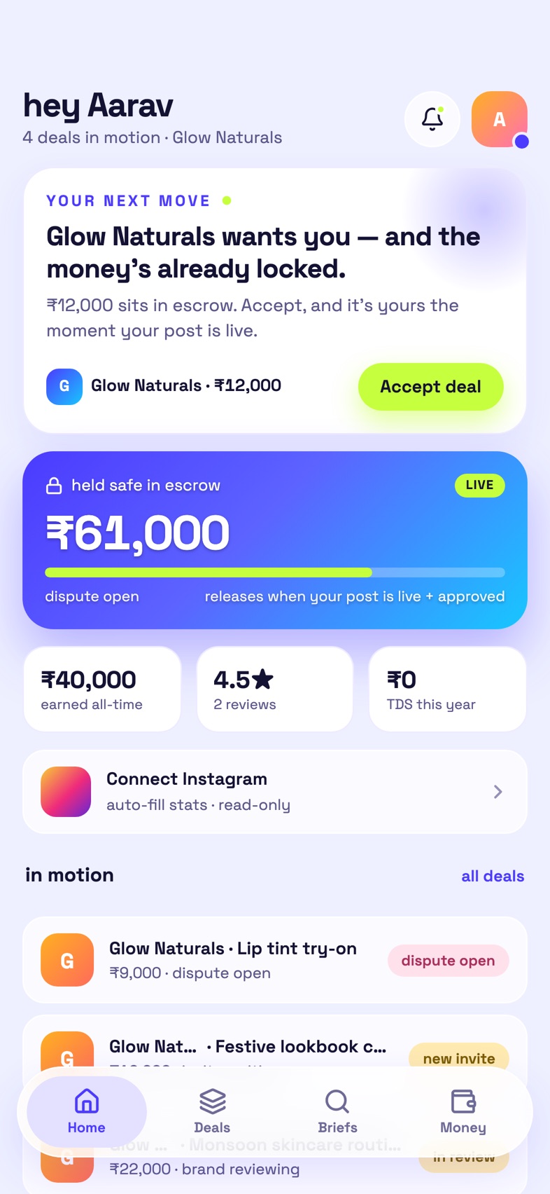 CollabKeep creator app home screen